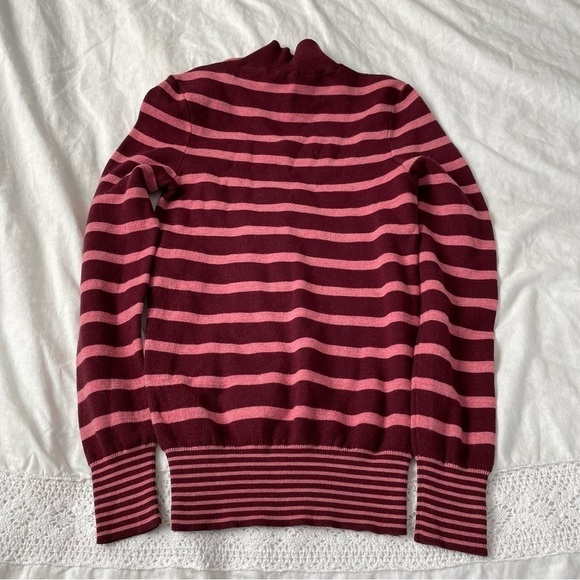 STELLA McCARTNEY size 36/us 4 mock Turtleneck Sweater Maroon Striped 100% Wool - Picture 5 of 7